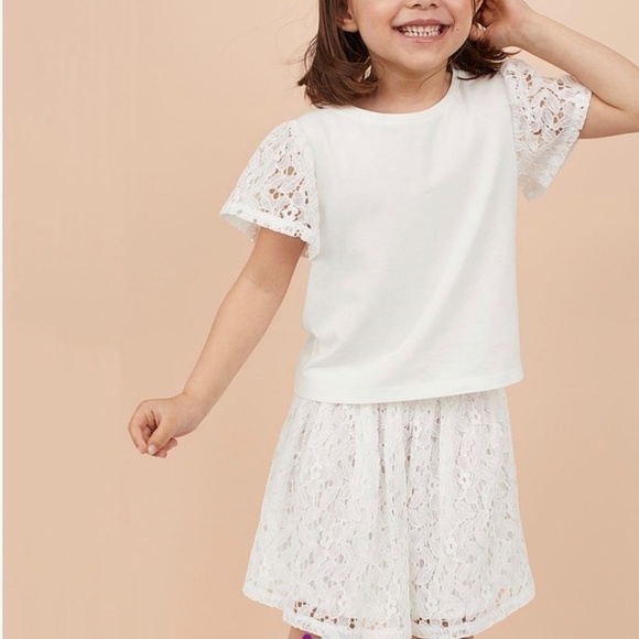 NEW H&M White Lace Top and Skirt Set US 6-8 Girls - Picture 1 of 8